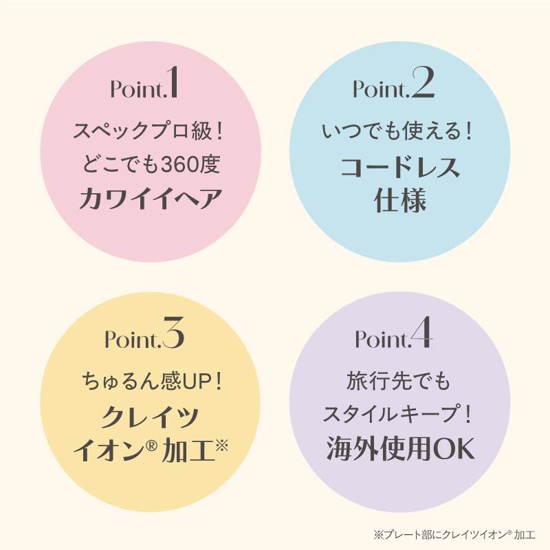 持ち運びできるコードレスのストレートヘアアイロン特徴